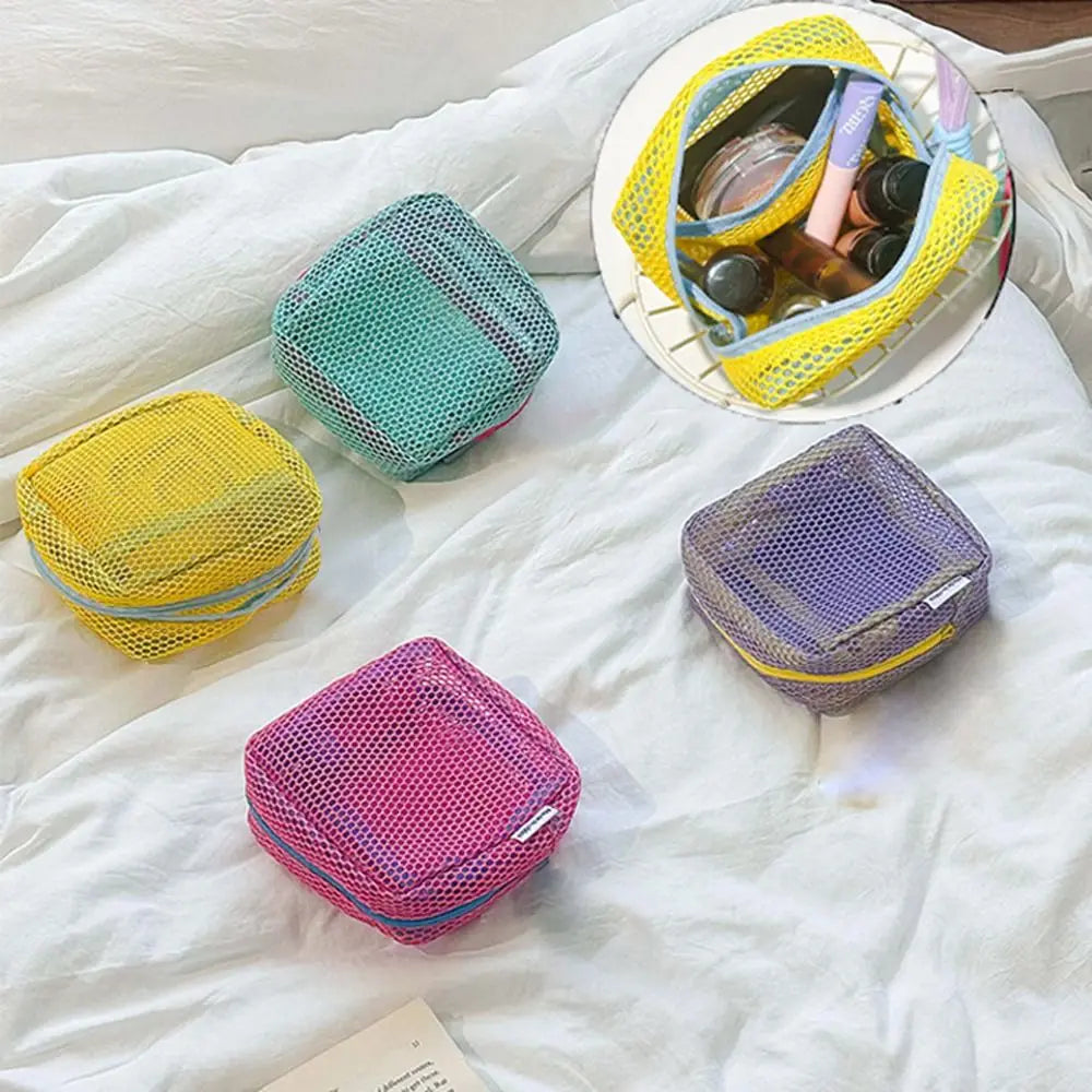 Durable Dopamine Color Storage Bag Candy Color Large Capacity Mesh Cosmetic Bag Toiletry Travel Storage Pouch