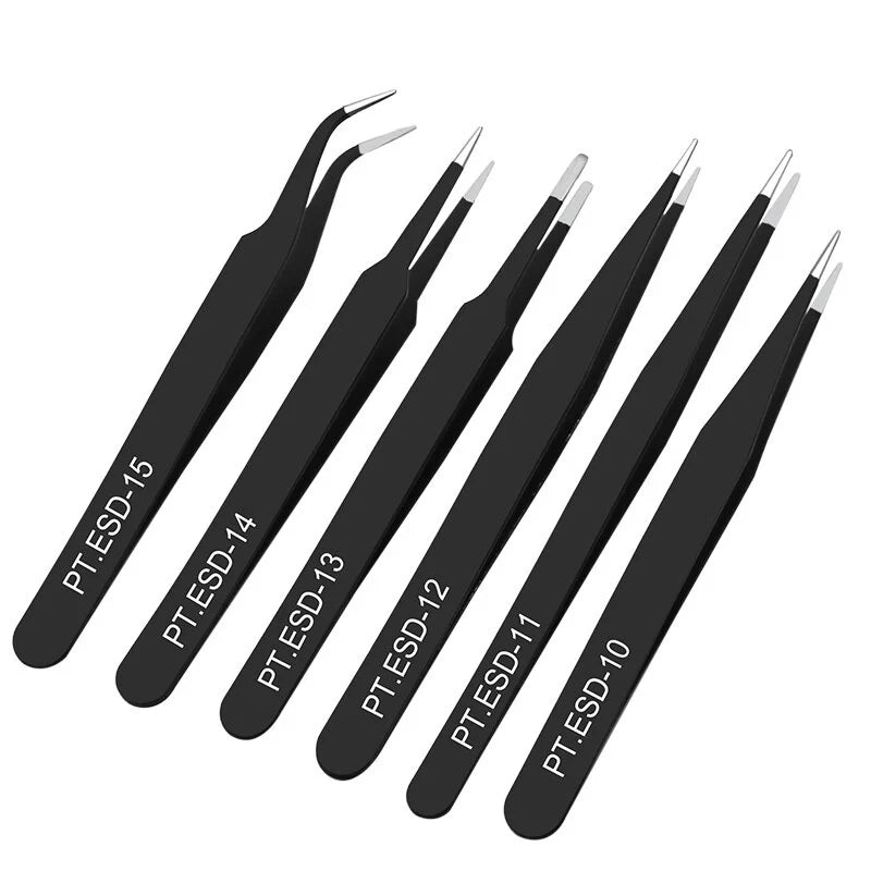 6 Pcs/Set Beauty Products Eyelash Tweezers Extension Products False Eyelashes Auxiliary Makeup Tools Anti-static Stainless Steel