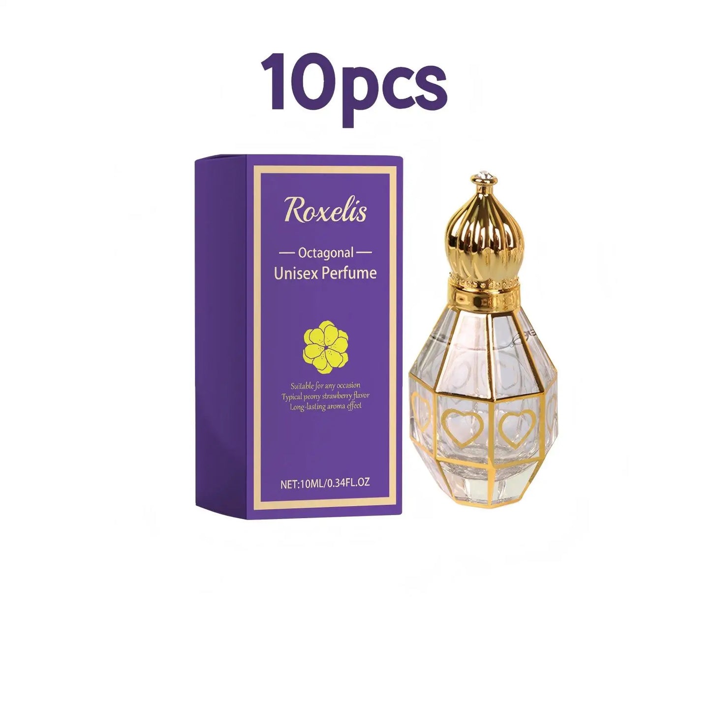 Roxelis 10ml Charming Perfume Octagonal Building Arabic Lasting Fragrance Travel Size Refreshing Body Dating Romatic Perfume