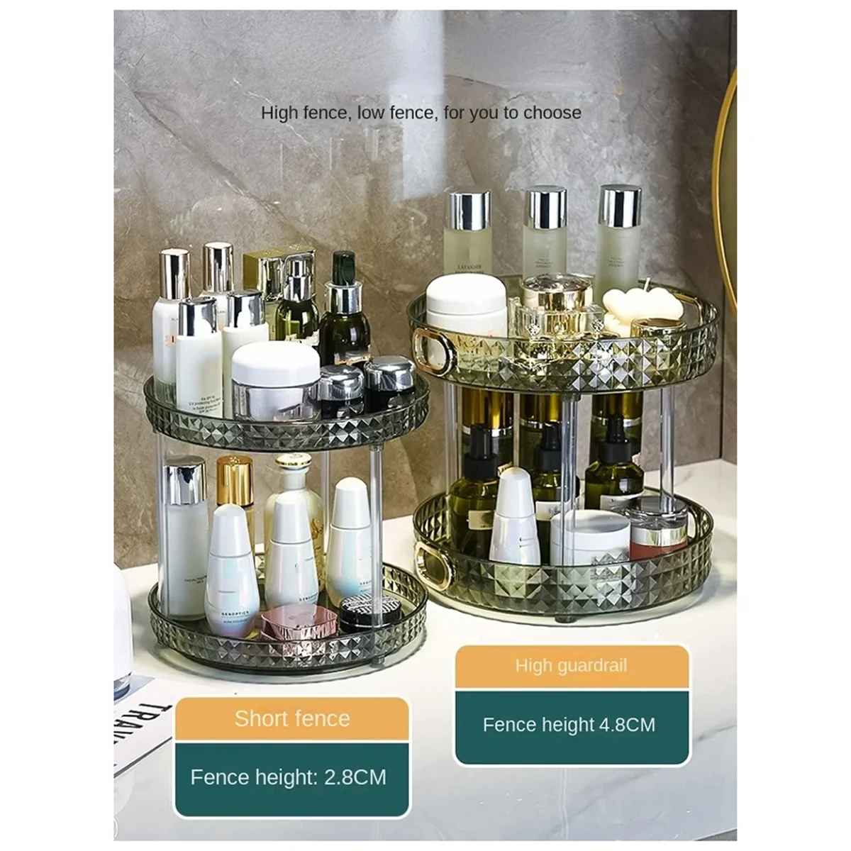 Rotating Cosmetic Storage Box Makeup Organizer Ins Desktop Finishing Perfume Tray Bathroom Skin Care Products Rack L B