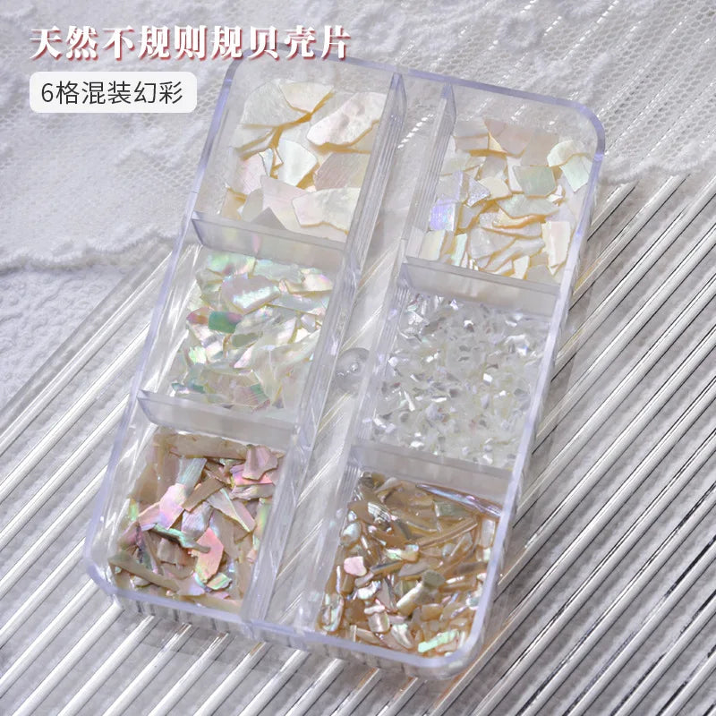 Natural Abalone Shell Slices Nail Art Decorations 3D Irregular Sea Shell Stone Flakes Aurora Charms Fragment Nails Accessories