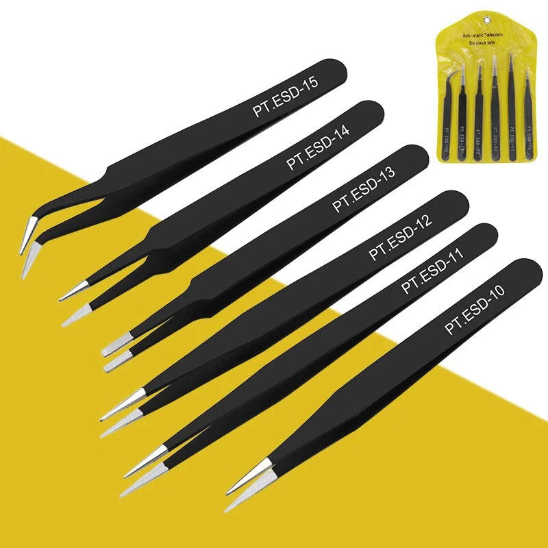 6 Pcs/Set Beauty Products Eyelash Tweezers Extension Products False Eyelashes Auxiliary Makeup Tools Anti-static Stainless Steel