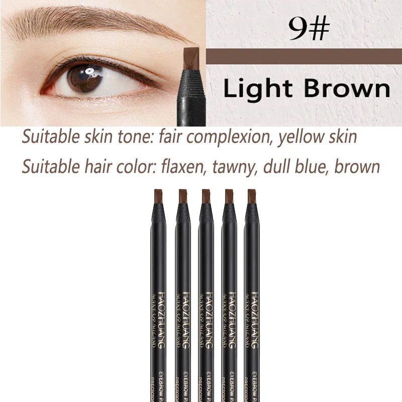 5PCS Haozhuang Eyebrow Pencil Brown Wholesale Cosmetic Pencil Product Natural Waterproof Long-Lasting Tattoo Brush Makeup Beauty