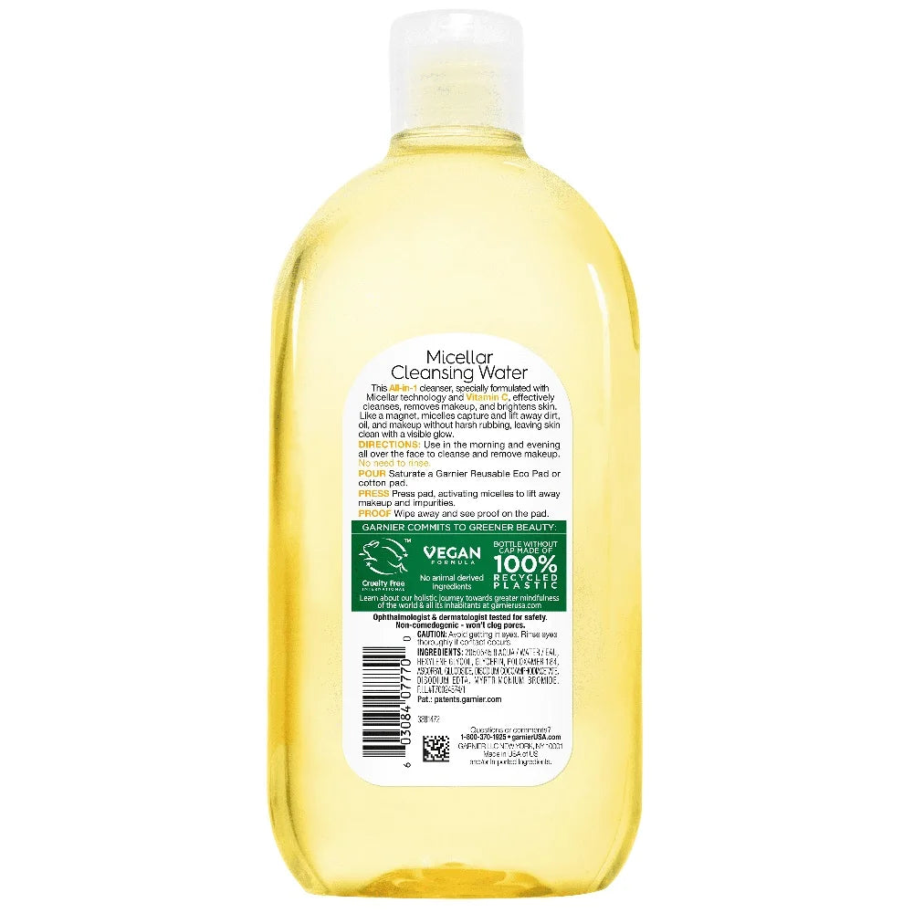 Micellar Cleansing Water Brightening with Vitamin C 23.7 fl oz Removes Makeup Dirt Oil Gentle Cleanser Cruelty-Free Facial Care