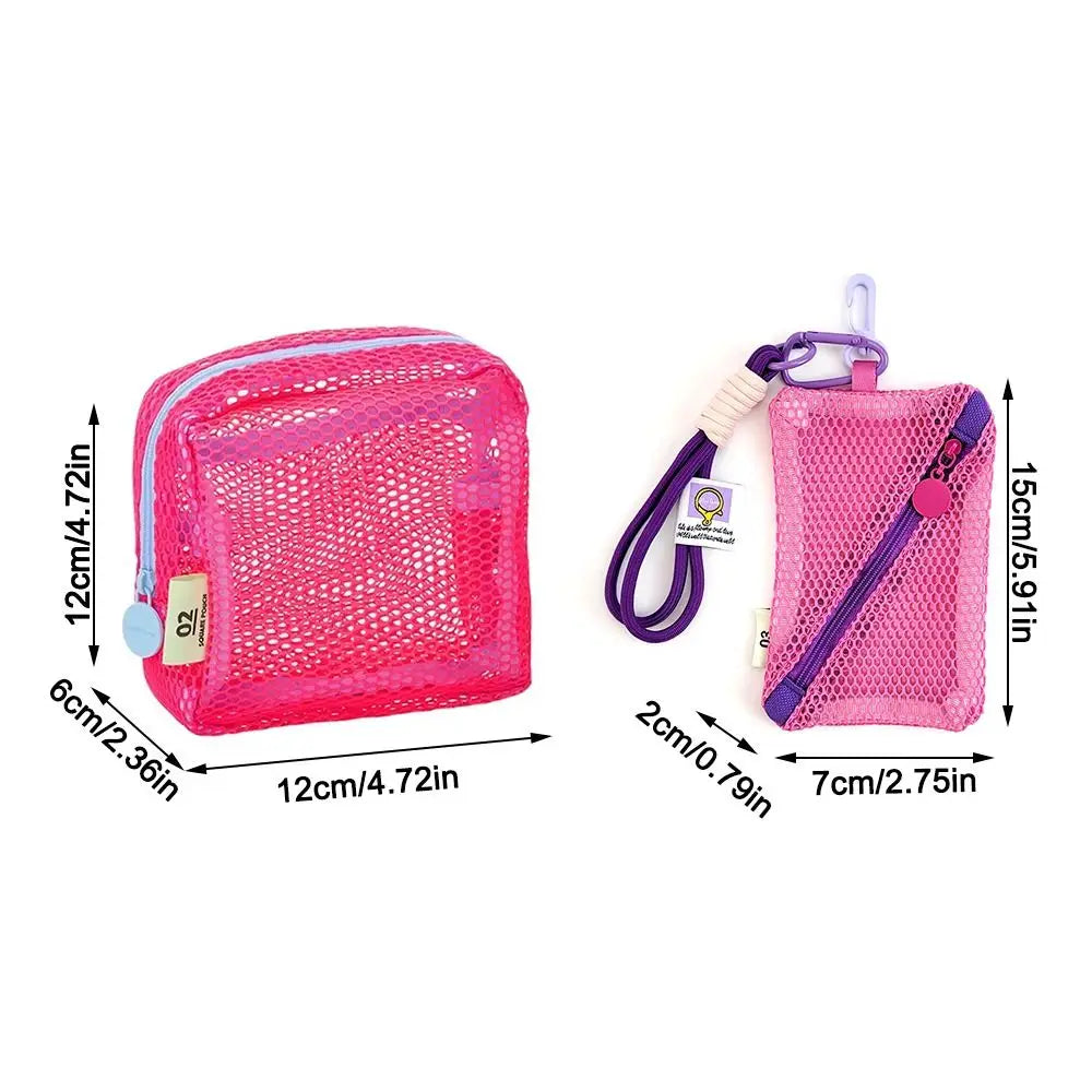 Durable Dopamine Color Storage Bag Candy Color Large Capacity Mesh Cosmetic Bag Toiletry Travel Storage Pouch