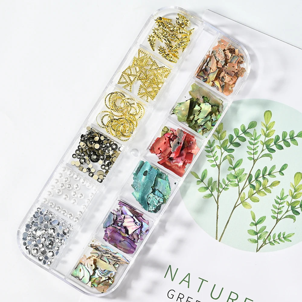 Natural Abalone Shell Slices Nail Art Decorations 3D Irregular Sea Shell Stone Flakes Aurora Charms Fragment Nails Accessories