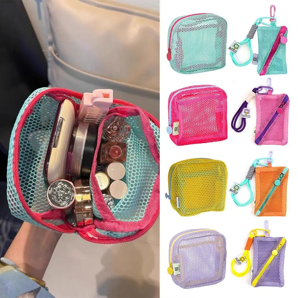 Durable Dopamine Color Storage Bag Candy Color Large Capacity Mesh Cosmetic Bag Toiletry Travel Storage Pouch