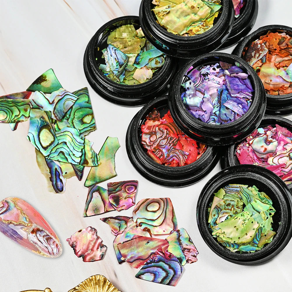 Natural Abalone Shell Slices Nail Art Decorations 3D Irregular Sea Shell Stone Flakes Aurora Charms Fragment Nails Accessories