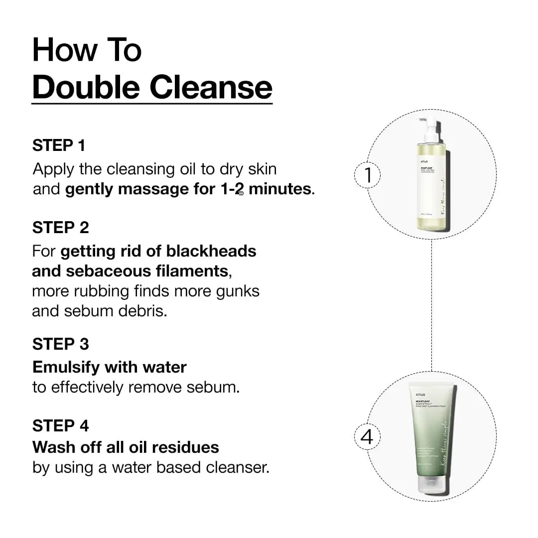 Anua Heartleaf Pore Cleansing Oil & Quercetinol Pore Deep Double Cleanser Facial Makeup Cleansing Skincare Set Beauty Products