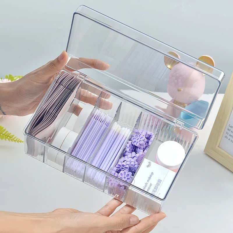 Transparent Eyelash Beauty Organizer Display Rack Makeup Cotton Swabs Storage Box for Grafting Lash Eyelash Extension Supplies