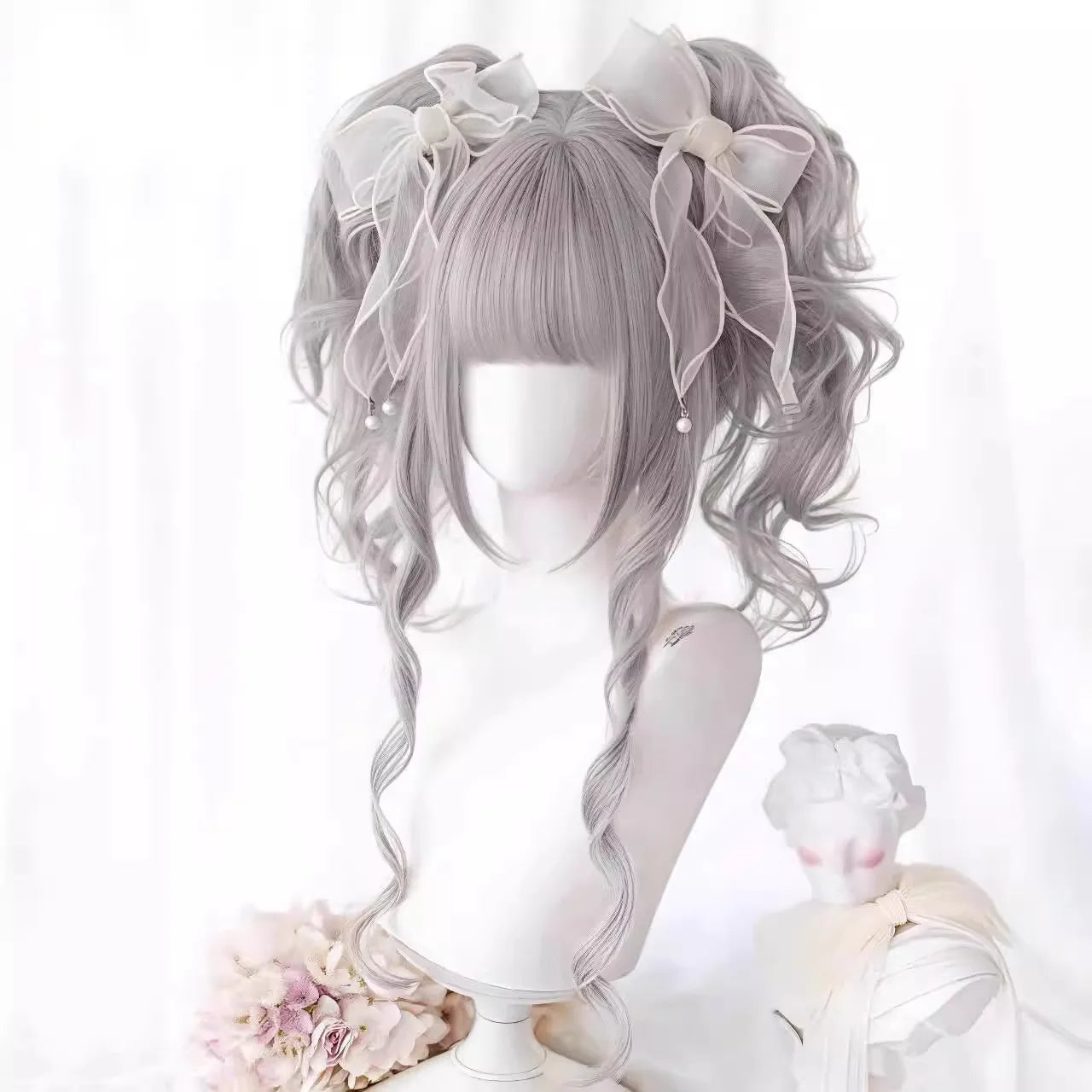 Platinum Blue Gradient Long Curly Wig - Heat Resistant Synthetic Cosplay