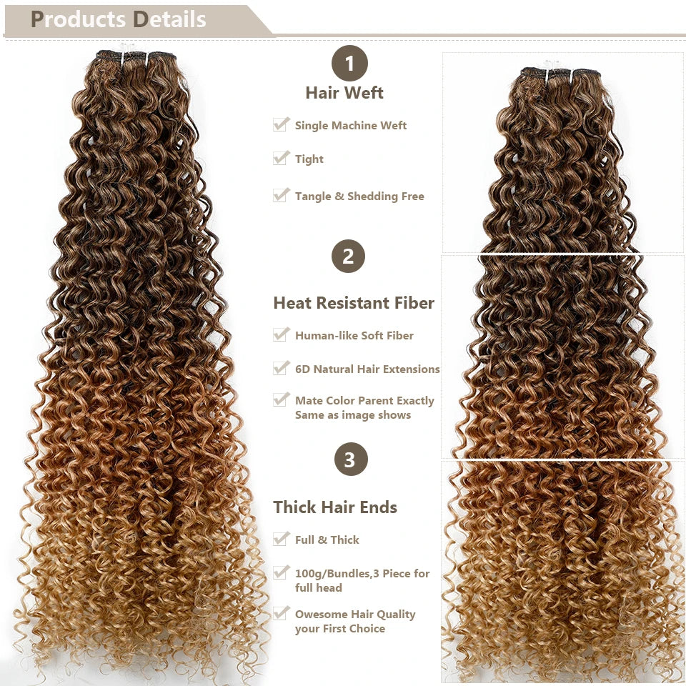 30 Inch Water Curly Ombre Blonde Extensions - 27/613 Curly Synthetic