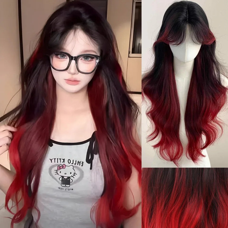 Platinum Blue Gradient Long Curly Wig - Heat Resistant Synthetic Cosplay