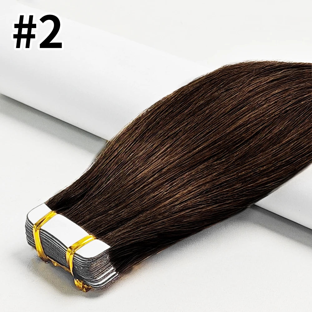 Straight Tape In Hair Extensions Skin Weft Tape In Hair Extension 20Pcs 50G/Pack Adhesive Invisible 100% Real Human Hair Tape In