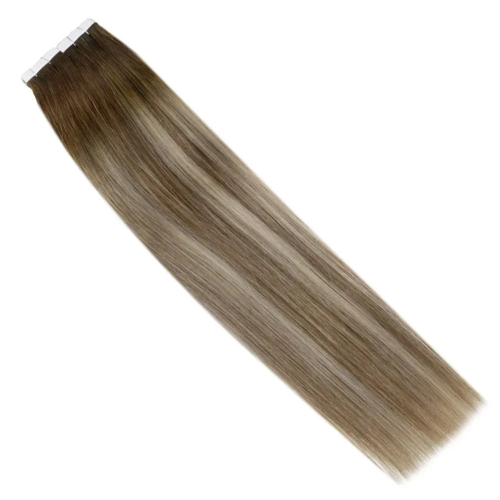 Laavoo Remy Tape in Hair Extensions 100% Real Human Hair Straight Natural 12-24inch 20pcs&40pcs Double Sided PU Skin Weft Hair