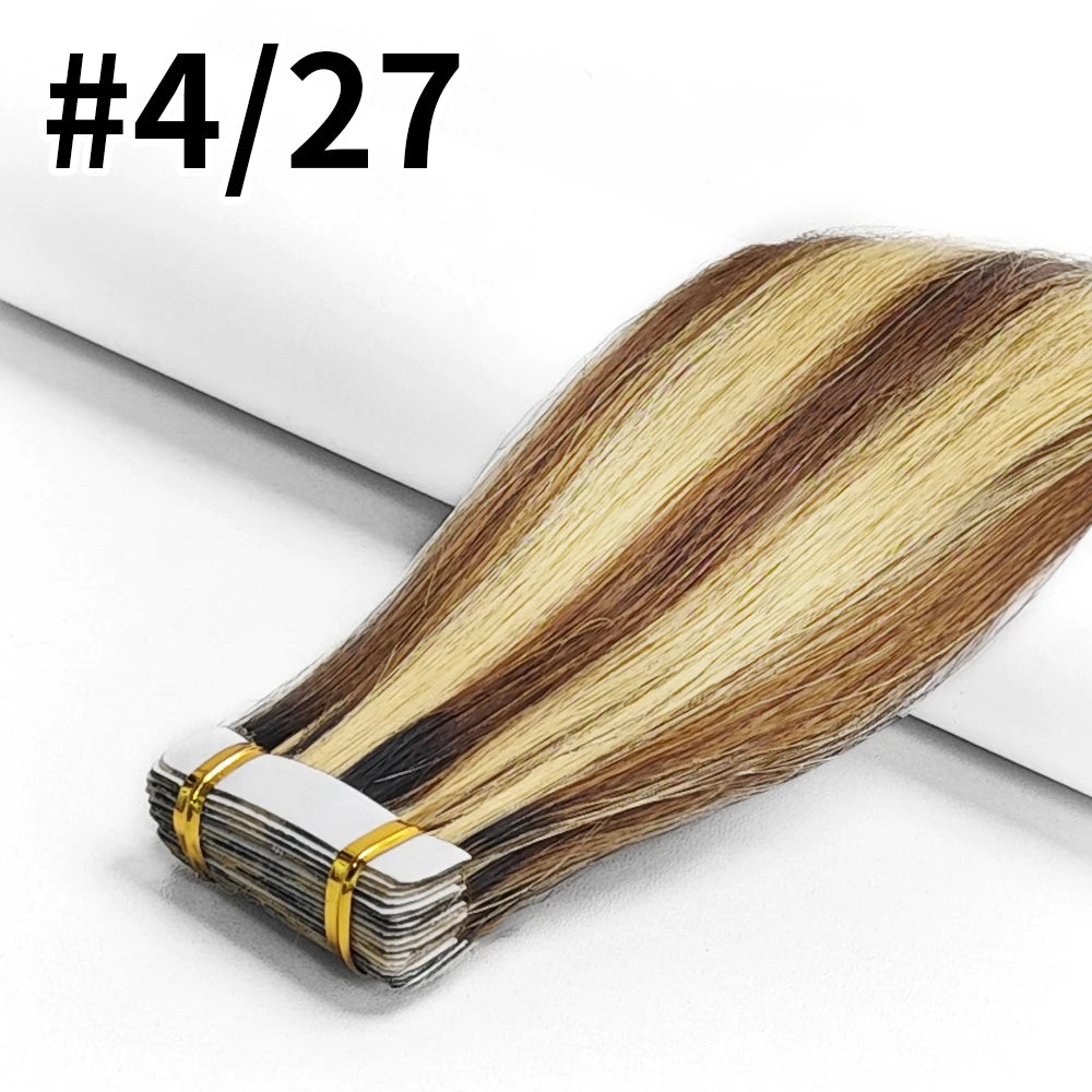 Straight Tape In Hair Extensions Skin Weft Tape In Hair Extension 20Pcs 50G/Pack Adhesive Invisible 100% Real Human Hair Tape In