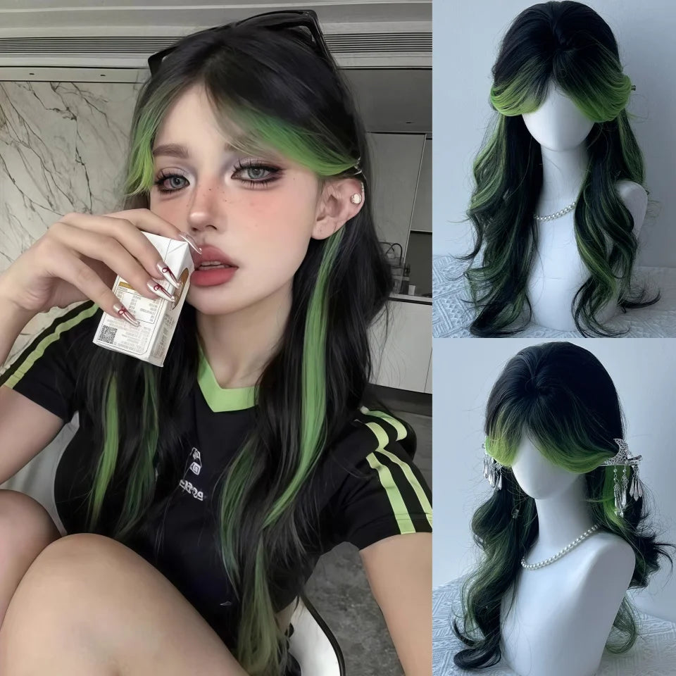 Platinum Blue Gradient Long Curly Wig - Heat Resistant Synthetic Cosplay