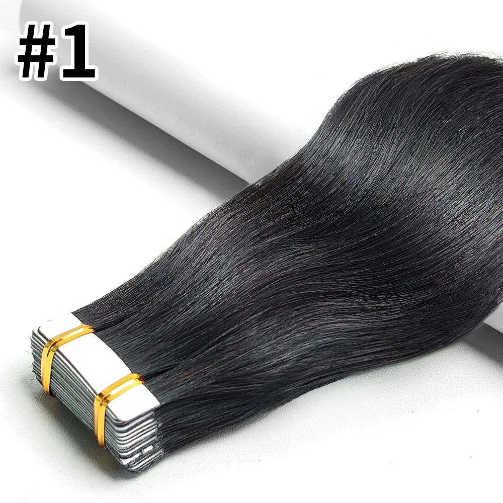 Straight Tape In Hair Extensions Skin Weft Tape In Hair Extension 20Pcs 50G/Pack Adhesive Invisible 100% Real Human Hair Tape In