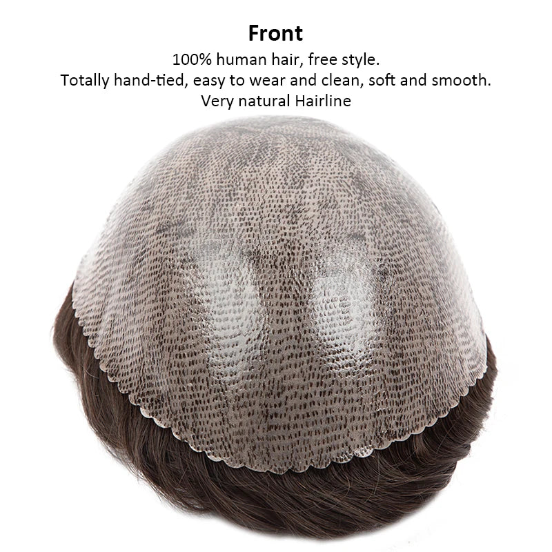 Hot Sale Toupee Wigs Human Hair For Men 0.12-0.14mm Skin Hair Prosthesis Man 6" Men's Capillary Prosthesis Soft Mens Hair System