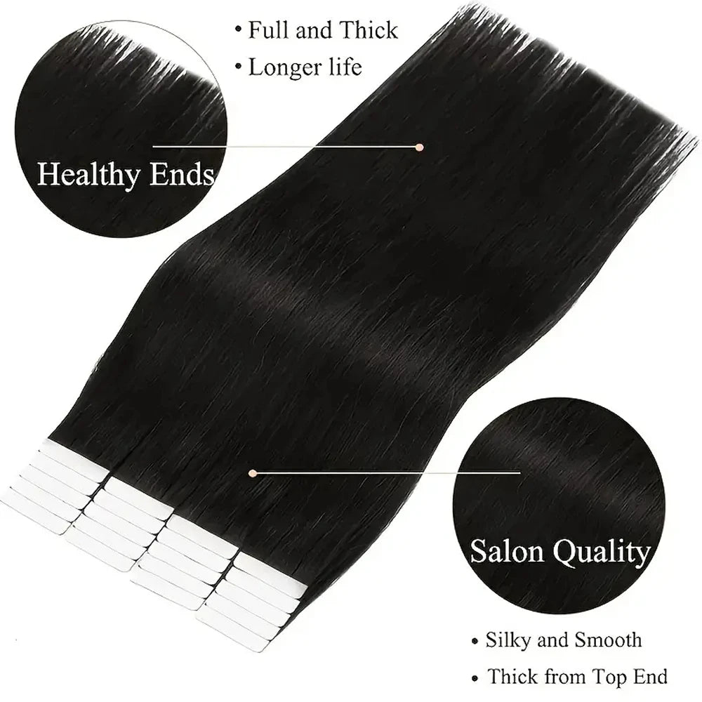 Straight Tape In Hair Extensions Skin Weft Tape In Hair Extension 20Pcs 50G/Pack Adhesive Invisible 100% Real Human Hair Tape In