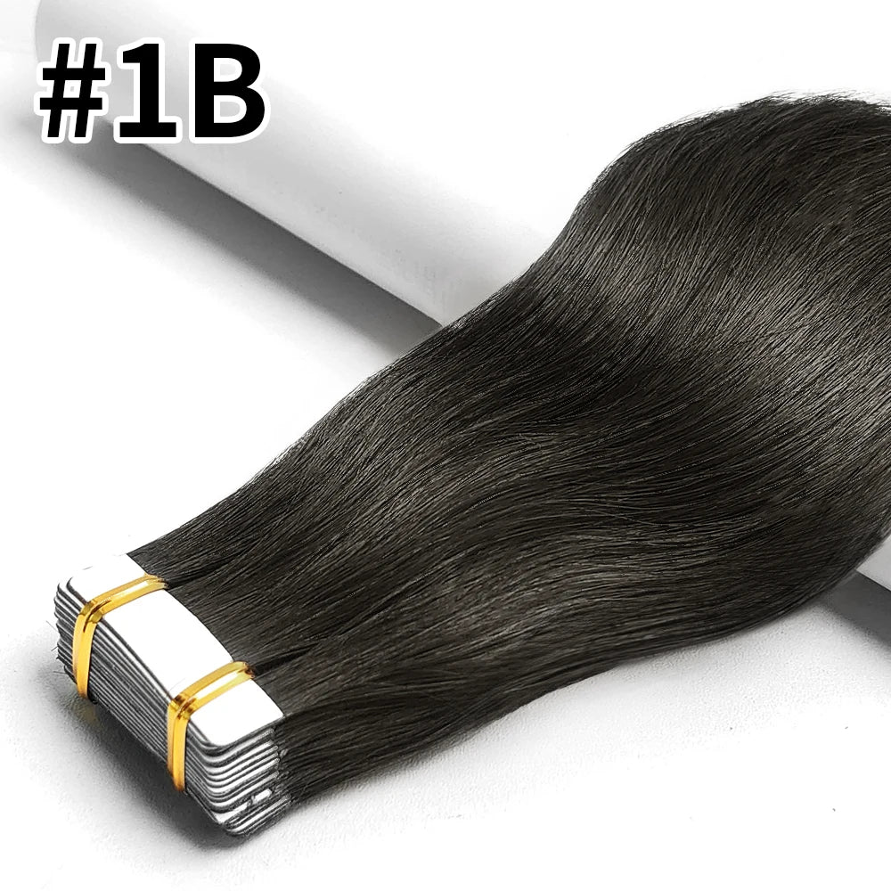 Straight Tape In Hair Extensions Skin Weft Tape In Hair Extension 20Pcs 50G/Pack Adhesive Invisible 100% Real Human Hair Tape In