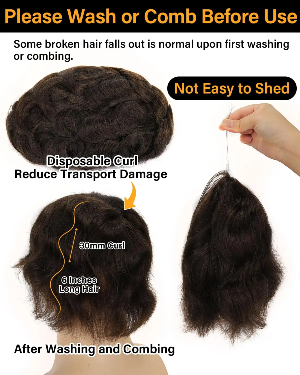 Toupee for Men Mono & NPU Human Hair Pieces Hair units Male Hair Replacement System Hair Prosthesis