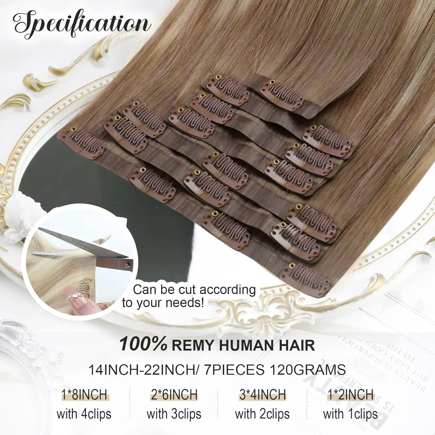 Moresoo Seamless Invisible PU Clip in Hair Extensions 100% Real Human Hair Remy Hair  PU Clip in Extensions 7PCS 105G Full Head