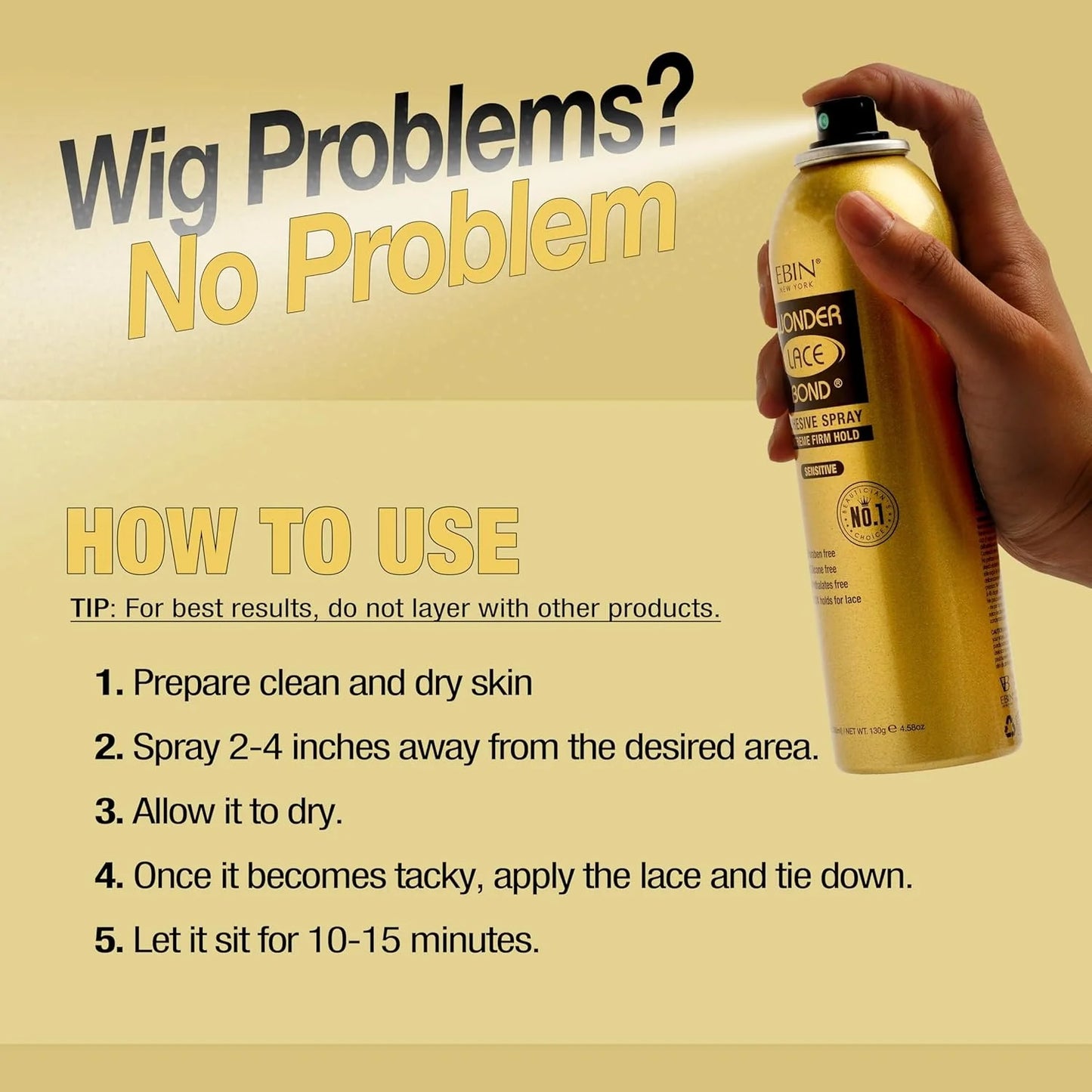 Ebin Wonder Lace Bond Spray - Extreme Firm Hold Wig Adhesive