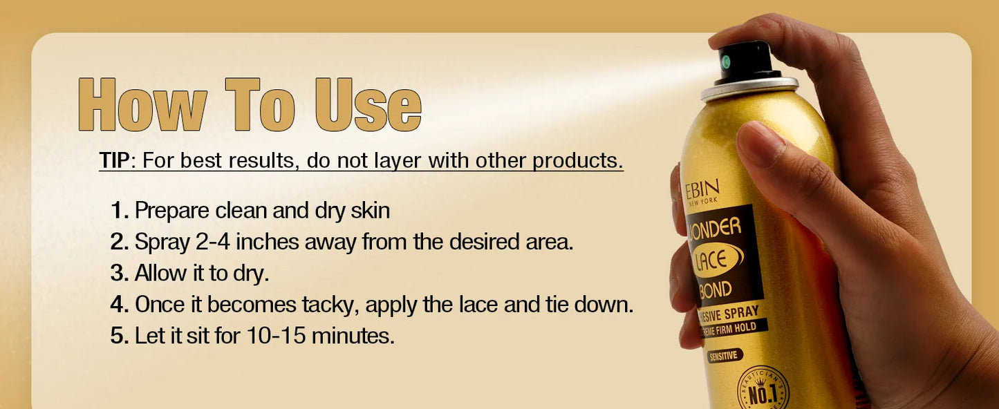 Ebin Wonder Lace Bond Spray - Extreme Firm Hold Wig Adhesive