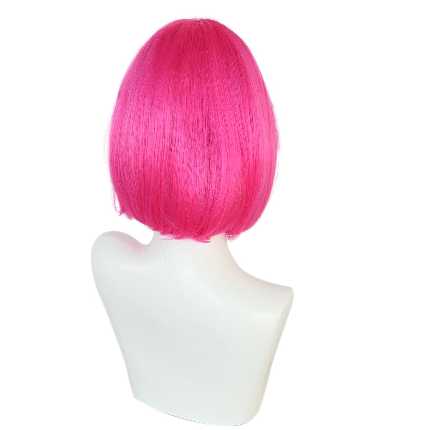 Synthetic 12 Inches Short Pink Cosplay Wig for School Halloween Thanksgiving Day Christmas Costume Accessories