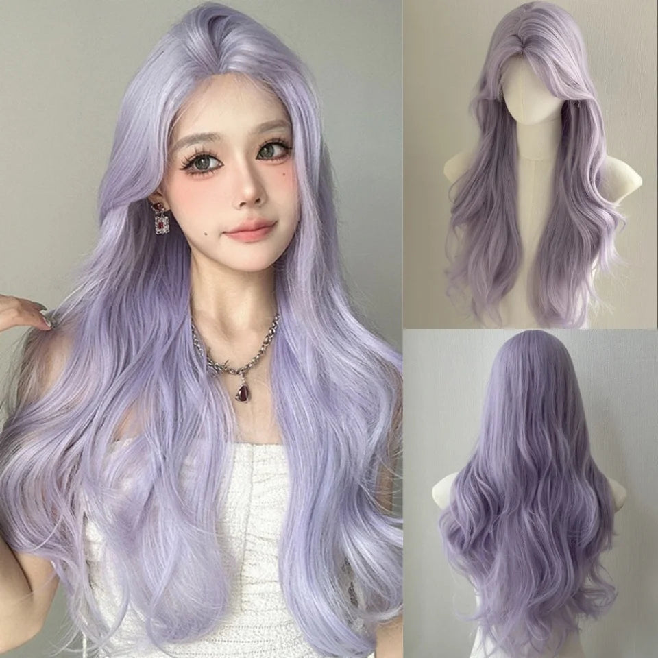 Platinum Blue Gradient Long Curly Wig - Heat Resistant Synthetic Cosplay