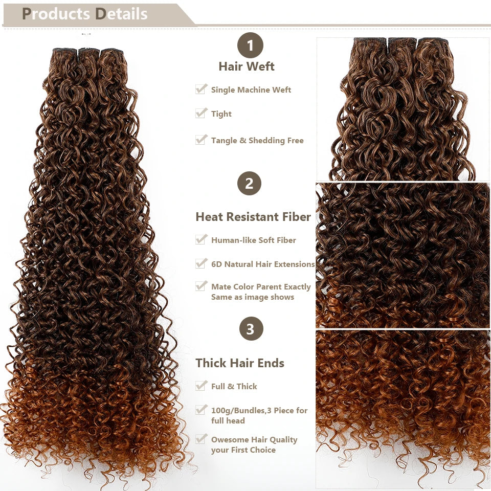 30 Inch Water Curly Ombre Blonde Extensions - 27/613 Curly Synthetic