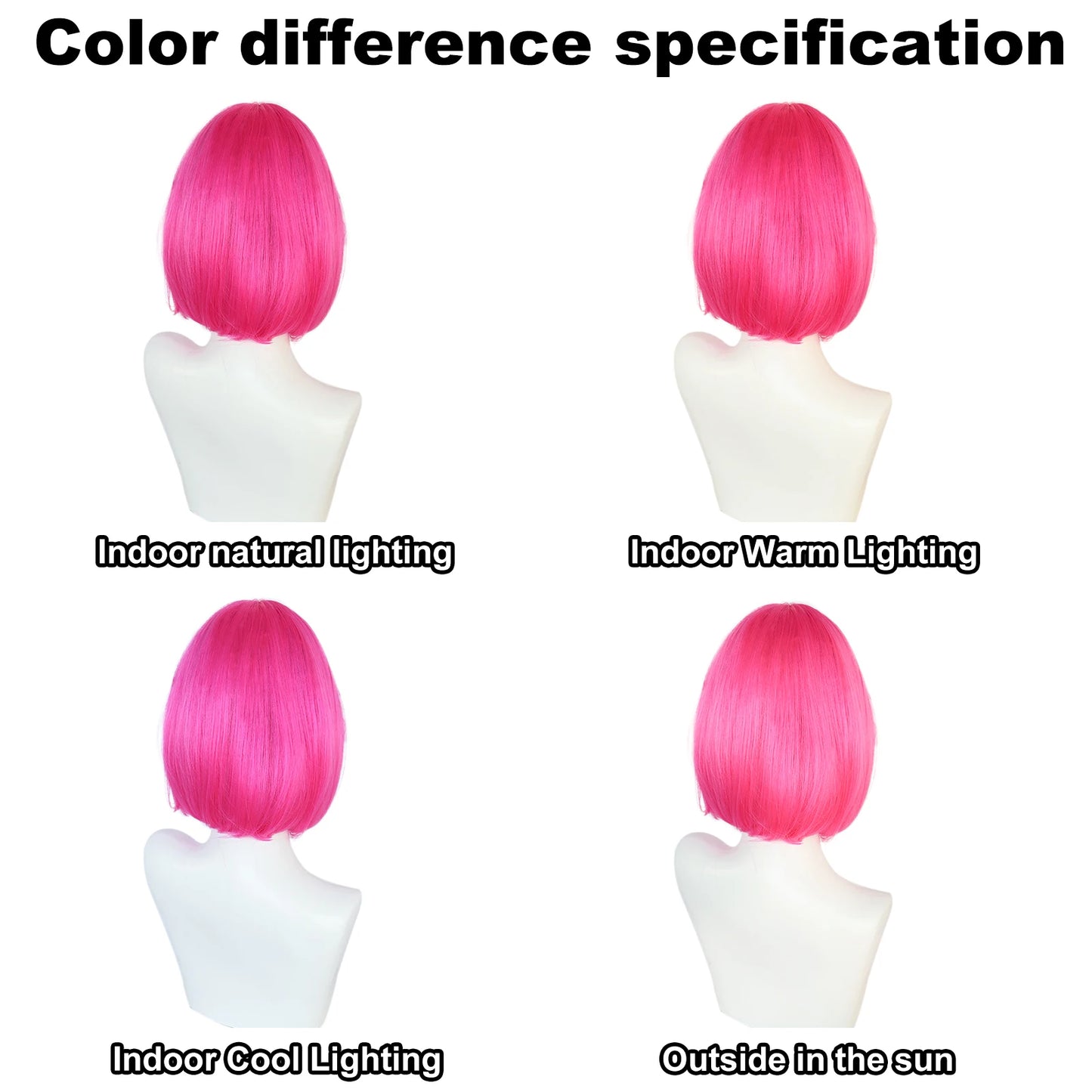Synthetic 12 Inches Short Pink Cosplay Wig for School Halloween Thanksgiving Day Christmas Costume Accessories