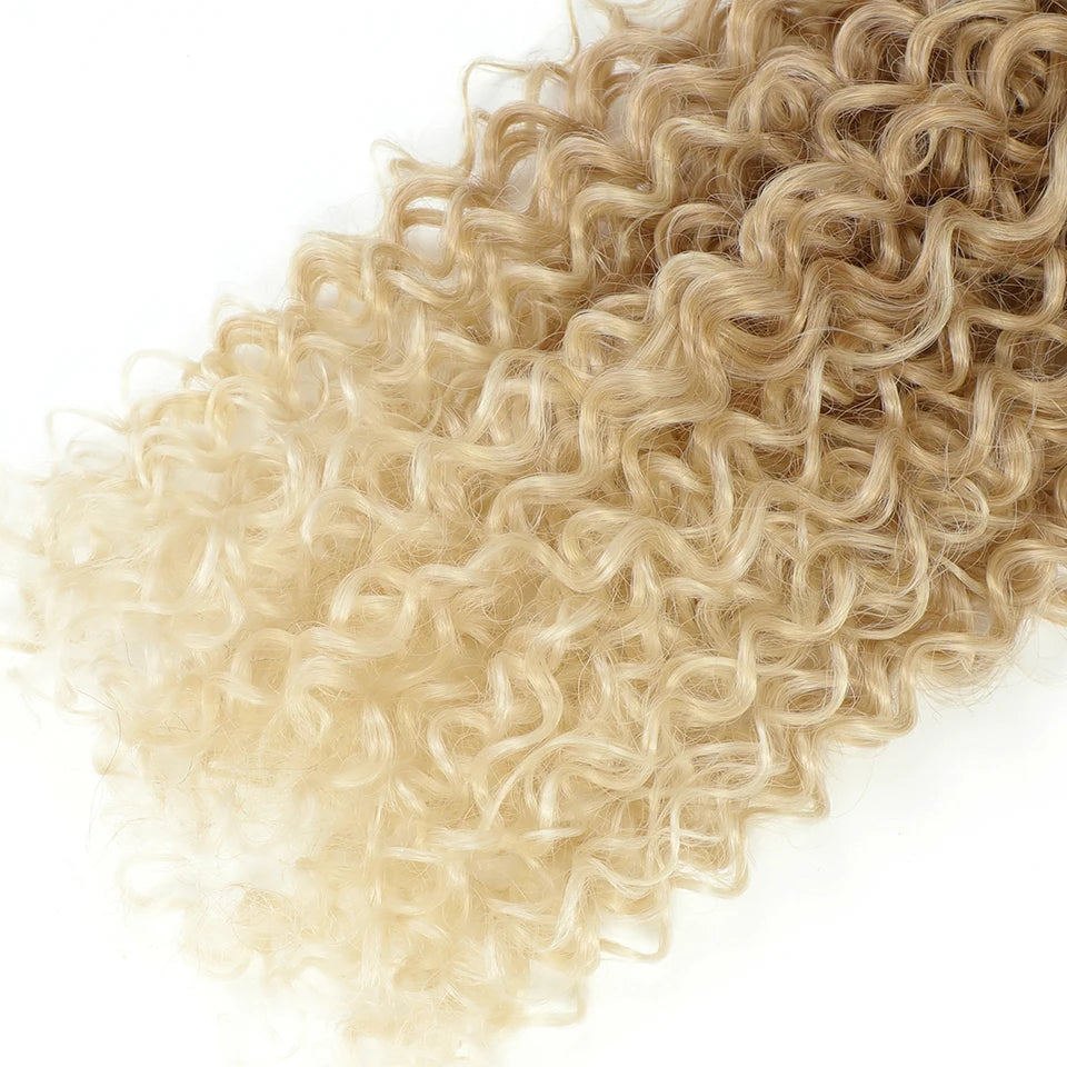 30 Inch Water Curly Ombre Blonde Extensions - 27/613 Curly Synthetic