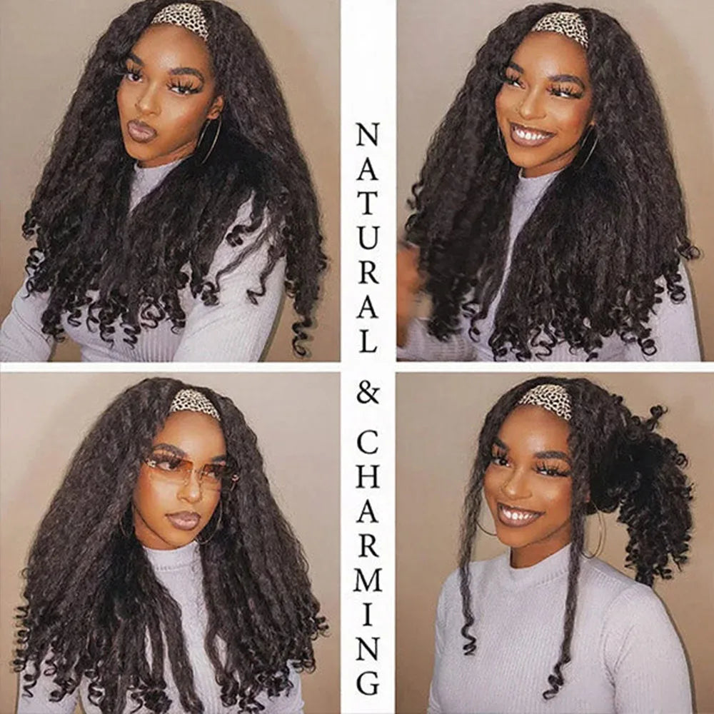 Kinky Straight Headband Wig - Glueless Wear and Go Human Hair