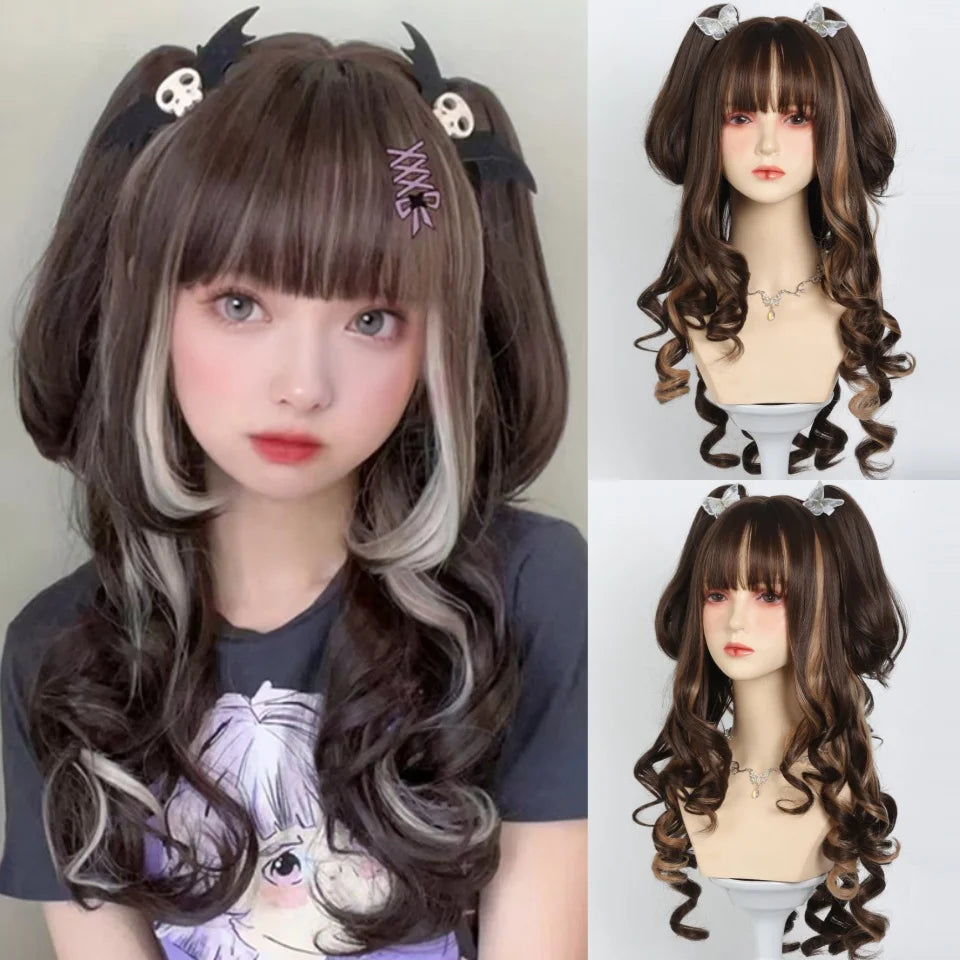 Platinum Blue Gradient Long Curly Wig - Heat Resistant Synthetic Cosplay