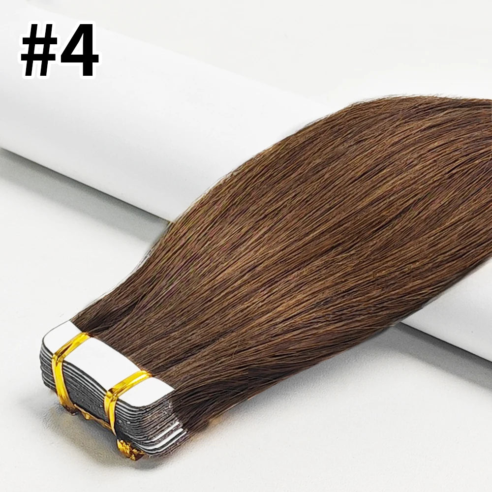 Straight Tape In Hair Extensions Skin Weft Tape In Hair Extension 20Pcs 50G/Pack Adhesive Invisible 100% Real Human Hair Tape In