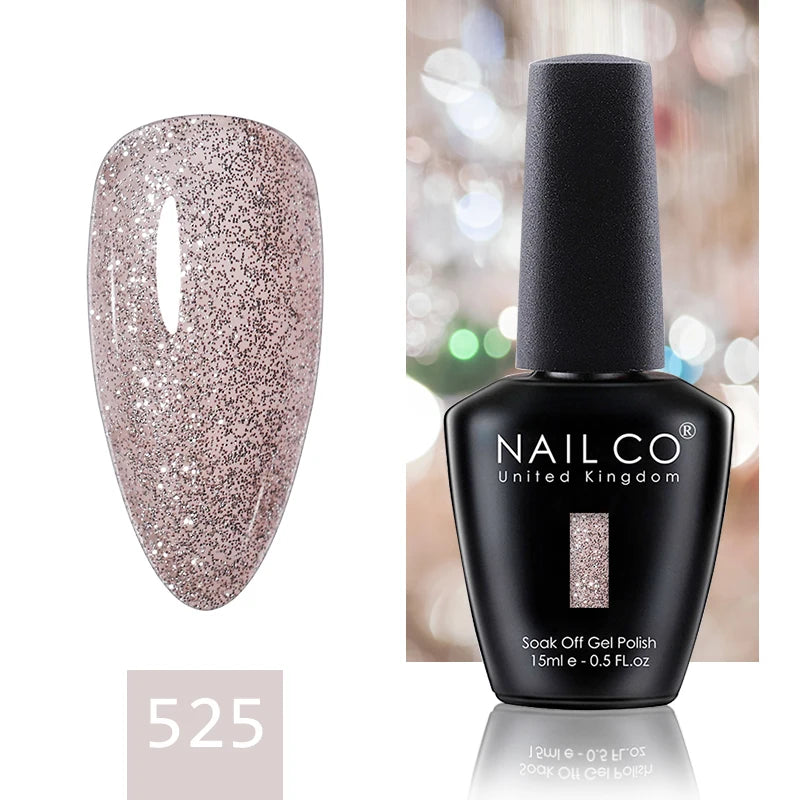 NAILCO 15ML Top Gel Nail Polish Nails Semi-permanent UV Varnish Glitter High Quality Glass Bottle Nail Art Polish For Manicure