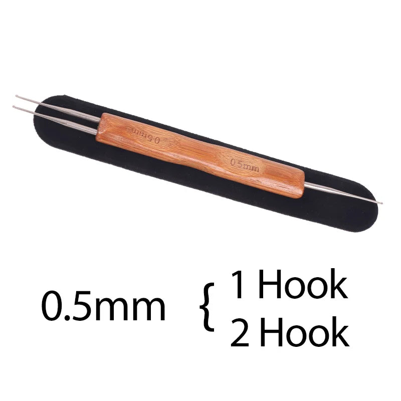 Nunify New Double Side Crochet Needle Hooks For Dreadlock Crochet Hook For Hair Braiding Bamboo Handle One Double Triple Head