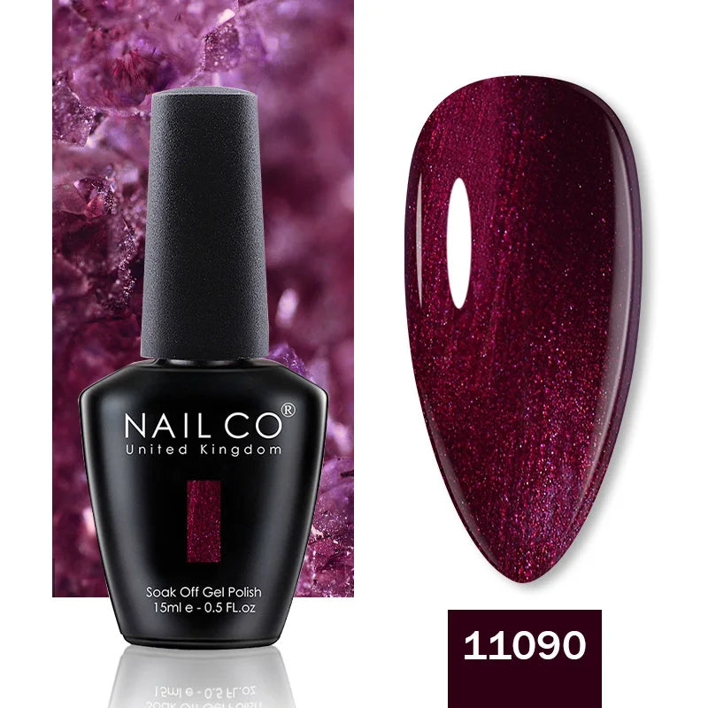 NAILCO 15ML Top Gel Nail Polish Nails Semi-permanent UV Varnish Glitter High Quality Glass Bottle Nail Art Polish For Manicure