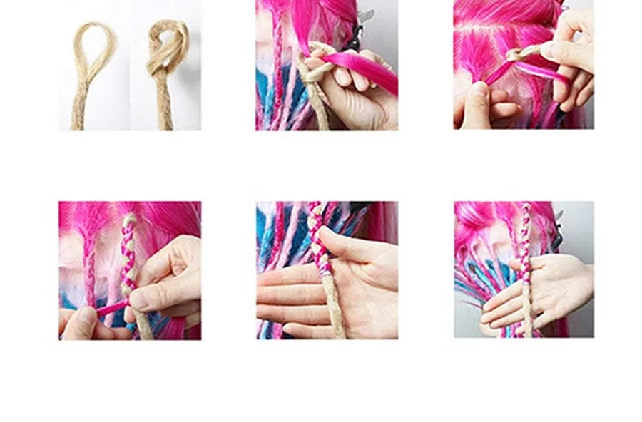 Handmade lock Extensions 20 Inch - 5/10pcs Ombre Synthetic Locs