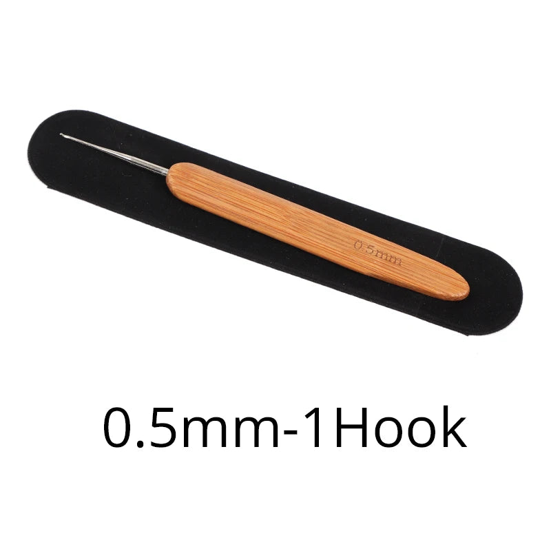Nunify New Double Side Crochet Needle Hooks For Dreadlock Crochet Hook For Hair Braiding Bamboo Handle One Double Triple Head