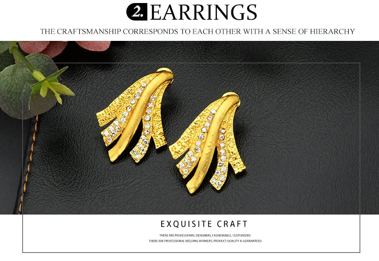 ANIID Nigerian Jewelery Set Wedding Jewelry For Women Dubai 24K Gold Color Jewlery African Designer Earrings Bridal Necklace