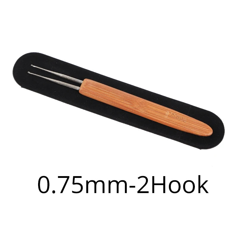 Nunify New Double Side Crochet Needle Hooks For Dreadlock Crochet Hook For Hair Braiding Bamboo Handle One Double Triple Head