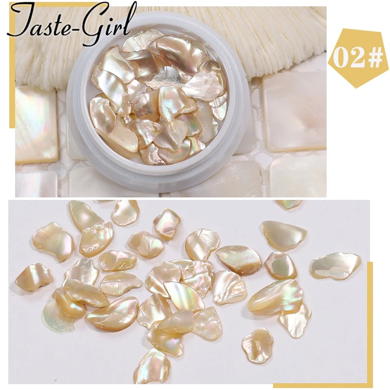 1 Pot Nails Abalone Shell Fragments Texture Natural Sea Shell 3d Charm Nail Art Decoration Slice DIY Beauty Salon Tools new