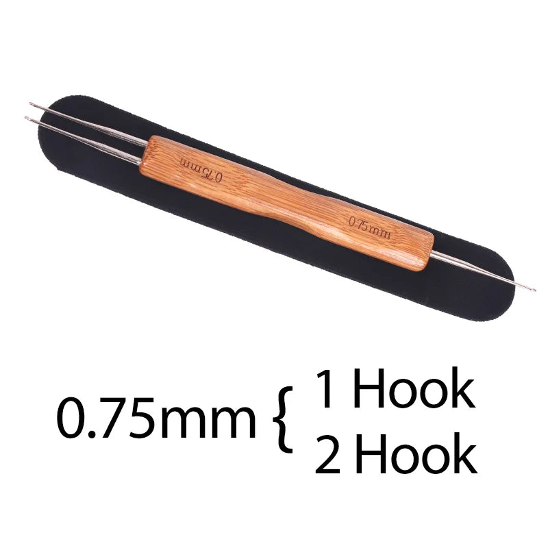 Nunify New Double Side Crochet Needle Hooks For Dreadlock Crochet Hook For Hair Braiding Bamboo Handle One Double Triple Head