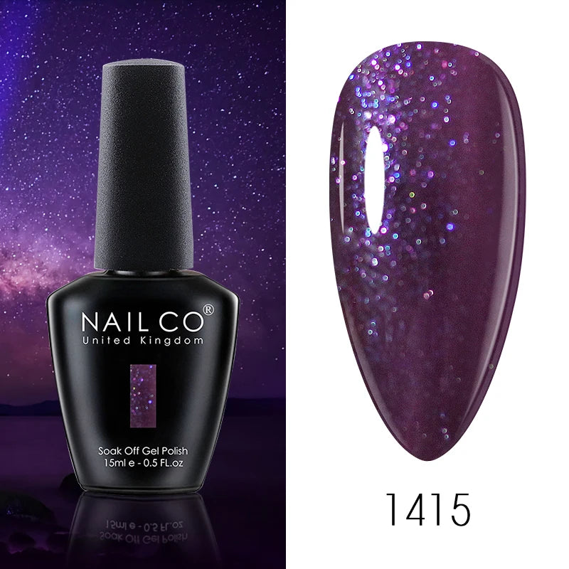 NAILCO 15ML Top Gel Nail Polish Nails Semi-permanent UV Varnish Glitter High Quality Glass Bottle Nail Art Polish For Manicure