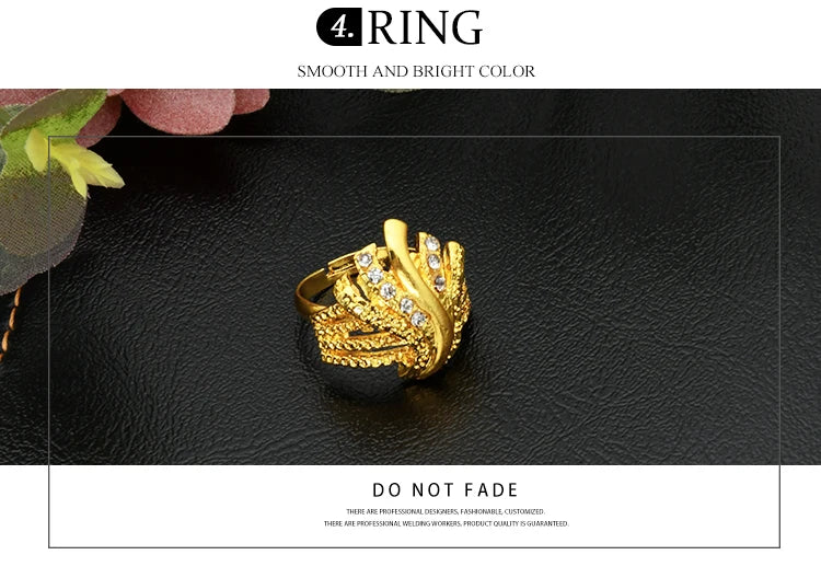 ANIID Nigerian Jewelery Set Wedding Jewelry For Women Dubai 24K Gold Color Jewlery African Designer Earrings Bridal Necklace