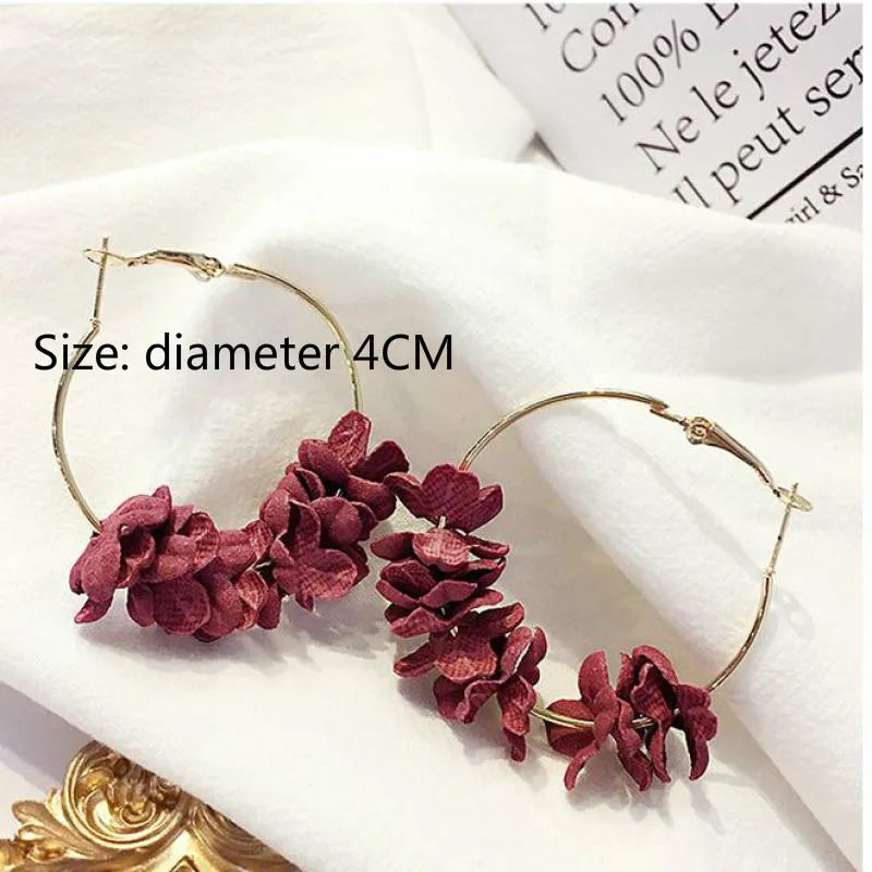 Charm Korean Fashion New Earrings Temperament Hot Selling Fabric Flower Earrings Women Wholesale Women Steel Earrings