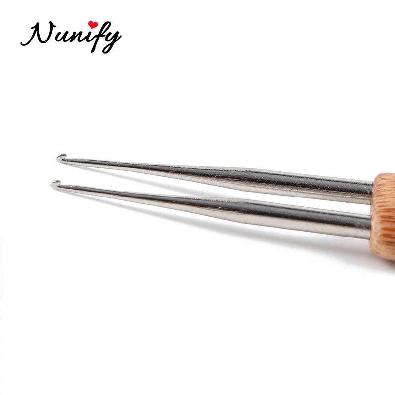 Nunify New Double Side Crochet Needle Hooks For Dreadlock Crochet Hook For Hair Braiding Bamboo Handle One Double Triple Head